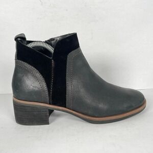 Korks Thyone Ankle Boots Womens Size 7 M Black Gray Leather Zip Up Heeled Shoes